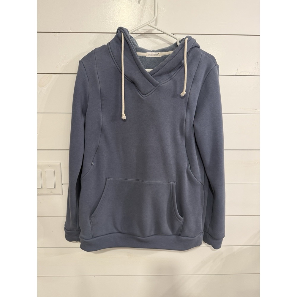 Small Show Women's Fleece Hoodie Blue Size Small Soft Cozy Long Sleeve
